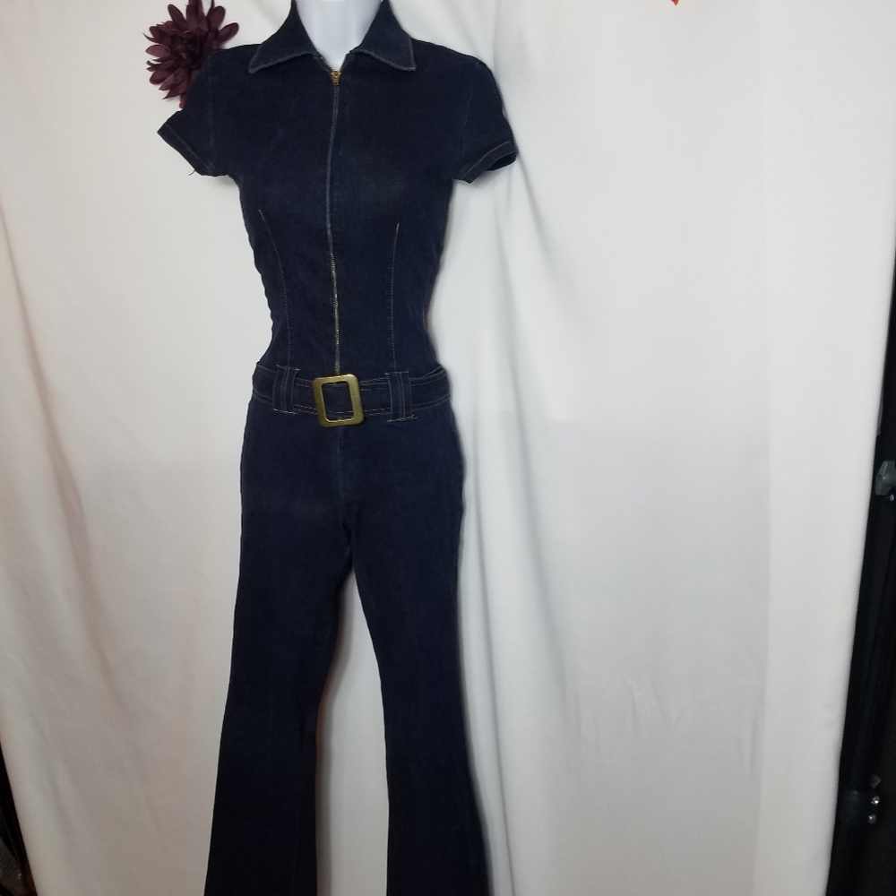 Blue asphalt Dark blue Denim Jumpsuit